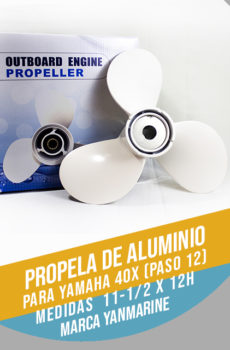 Propela de aluminio para Yamaha 40X medidas 11-1/2 X 12H