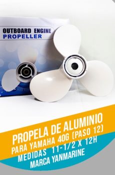 Propela de aluminio para Yamaha 40G medidas 11-1/2 X 12H